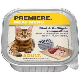 PREMIERE Meat Menu Nassfutter Katze Adult Rind und Geflügelkomposition 64x100 g
