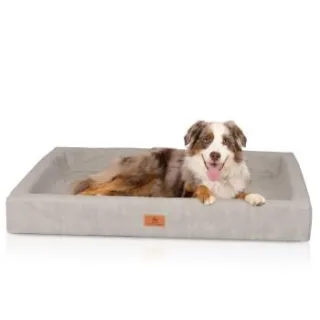 Knuffelwuff orthopädisches Hundebett Austin aus Kunstleder grau M-L