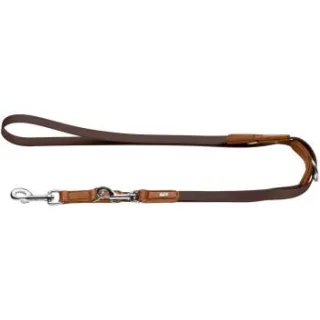 Dog Sport HUNTER verstellbare Hundeführleine wolmar biothane x leder braun 1,6 cm