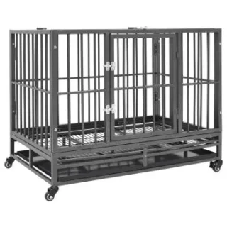 VidaXL Hundekäfig mit Rollen aus Stahl 92 cm, 62 cm, 76 cm