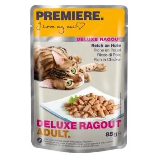 PREMIERE Deluxe Ragout Nassfutter Katze Adult Reich an Huhn 44x85 g