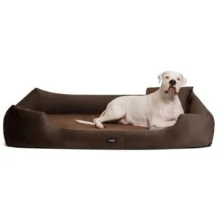 Tierlando VINCENT High-Tech-Velours (Triton) und Cord - Orthopädisches Hundebett braun 1,1 m, 25 cm, 90 cm