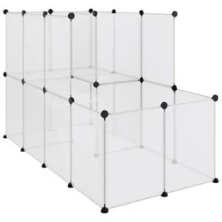 VidaXL Kleintierkäfig PP Stahl Freigehege Transparent/Schwarz
