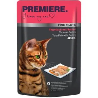 PREMIERE Fine Filets Nassfutter Katze Adult Jelly Thunfisch mit Surimi 48x100 g