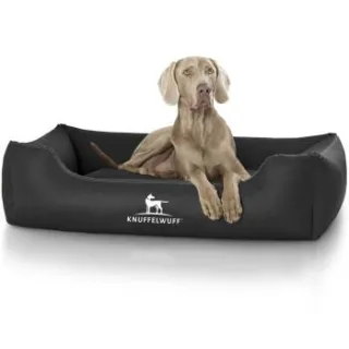 Knuffelwuff Kunstleder Hundebett Sidney schwarz XL