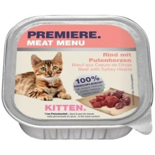 PREMIERE Meat Menu Nassfutter Kitten Rind mit Putenherzen 64x100 g