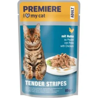 PREMIERE Tender Stripes Nassfutter Katze Adult Huhn 112x85 g