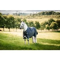 Horseware Ireland Rambo 1680D Turnout 100g, Navy/Thunderstorm Grey & Silver - 160 cm