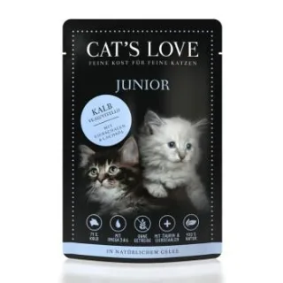 CAT'S LOVE Katzenfutter Katze Junior in Gelee Kalb mit Eierschalen und Lachsöl 24x85 g