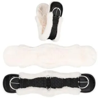 Equinate Westerngurt Classical anatomisch mit synthetischem Lammfell naturfarben 85 cm