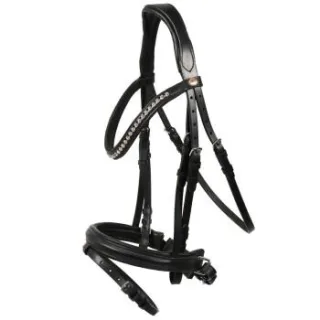 Hans Melzer Horse Equipment Hans Melzer Trense Valluhn schwarz/silber schwedisches Reithalfter WB (Warmblut)