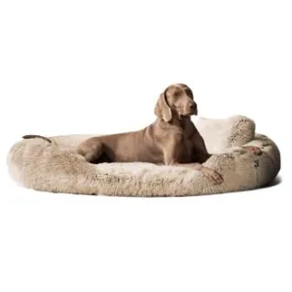 Tierlando ® Orthopädisches Hundebett PAMELA Shaggy kuscheliger Langflor beige 1,75 m, 20 cm, 1,15 m