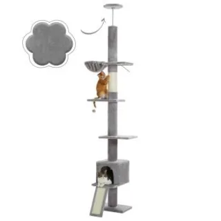 Pawz Road Deckenhoher Katzenbaumturm verstellbar grau