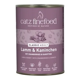 Catz finefood Nassfutter Katze Classic Adult Kaninchen und Lamm 12x400 g