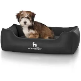 Knuffelwuff Kunstleder Hundebett Sidney schwarz M-L