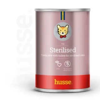 husse Sterilised Pastete 24 Dosen je 400 g. ausgewogene Mahlzeit mit Taurinzusatz für sterilisierte Katzen