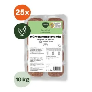 BARFER'S Würfel: Komplett-Mix Geflügel für Katzen 25x400 g