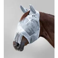 Waldhausen Fliegenmaske Premium mit Ohren und Nasenfransen, silbergrau - Warmblut extra