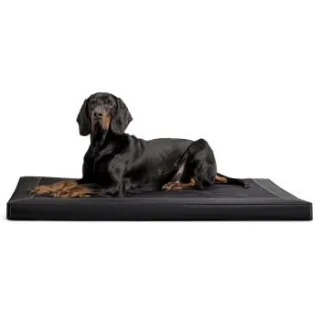 Tierlando CARLOS Velours-Kunstleder Hundematratze schwarz 1,5 m, 6 cm, 1 m