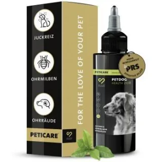 Peticare Anti-Parasiten Mittel für Hunde-Ohren, gegen Ohrmilben Pilze 50 ml