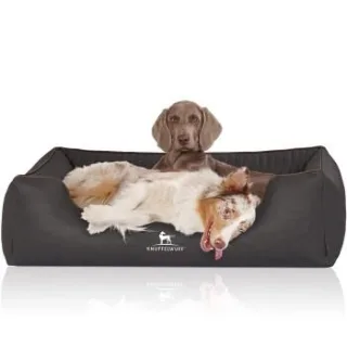 Knuffelwuff Orthopädisches Hundebett Columbia aus laser-gestepptem Kunstleder schwarz XXL