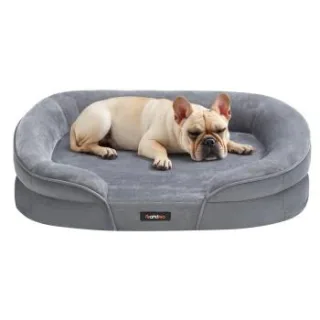 FEANDREA Hundebett, Hundekissen, abnehmbarer, waschbarer Bezug, rutschfest M-XL M