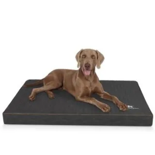 Knuffelwuff orthopädische Hundematte Palomino aus laser-gestepptem Kunstleder schwarz L