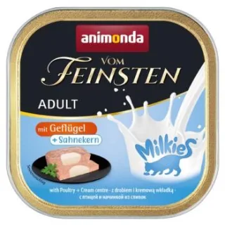 animonda Vom Feinsten Nassfutter Katze, Adult, mit Milchkern 32x100g mit Geflügel und Sahnekern