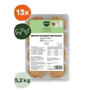 BARFER'S Würfel: Komplett-Mix Senior Rind & Huhn 13x400 g