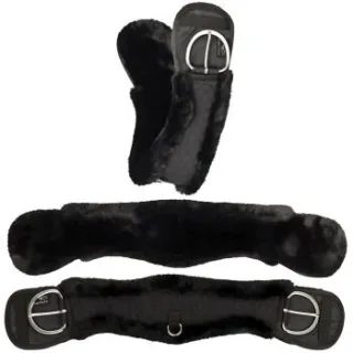 Equinate Western Mondgurt anatomisch mit synthetischem Lammfell schwarz 90 cm