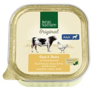 REAL NATURE Nassfutter Hund, Adult, Huhn und Rind 34x100 g