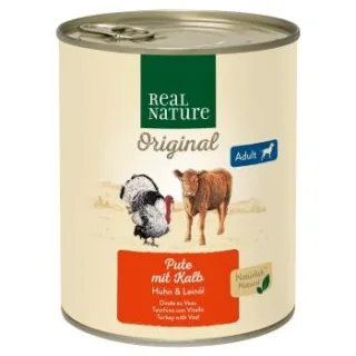 REAL NATURE Nassfutter Hund Adult Pute mit Kalb 6x800 g