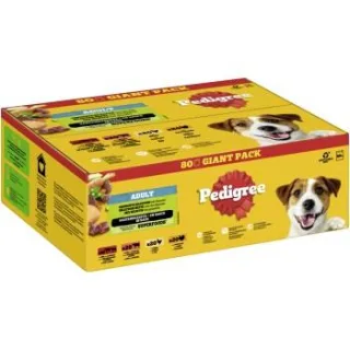 Pedigree Nassfutter Hund Adult, Multipack, Gemischte-Selektion mit Gemüse, in Sauce 80x100 g