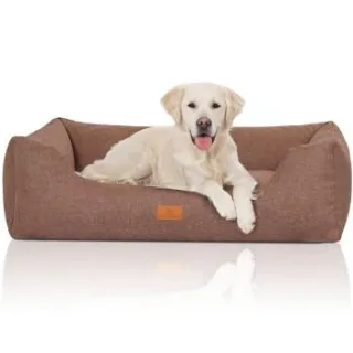 Knuffelwuff Hundebett Lotte aus Velours mit feinem Handwebcharakter hellbraun XL