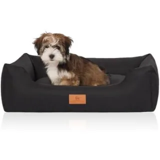 Knuffelwuff Hundebett Lotte aus Velours mit feinem Handwebcharakter schwarz S