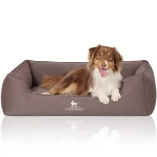 Knuffelwuff Orthopädisches Hundebett Leano aus Velours mit Handwebcharakter braun XXXL