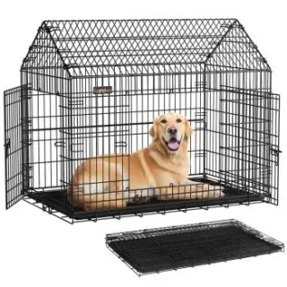 FEANDREA Hundekäfig faltbar mit DoppeltürXXL 120 x 72,5 x 109 cm
