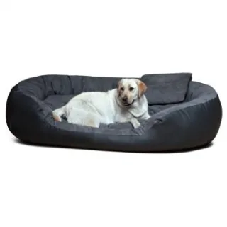 Tierlando Hundebett PHILIP VIP Kunstleder Velours 110 140 170cm XL XXL XXXL schwarz/ graphit 1,1 m, 25 cm, 80 cm