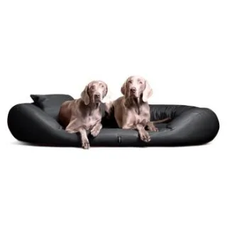 Tierlando ® Orthopädisches Hundebett SAMMY | Pflegeleichtes Kunstleder | L-XXXXL schwarz/ graphit 2,2 m, 35 cm, 1,2 m