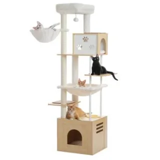 Pawz Road 190 Kratzbaum mit Futterplatz beige