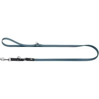 Dog Sport HUNTER stufenlos verstellbare Hundeführleine wolmar biothane x leder blau 1,9 cm