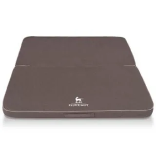 Knuffelwuff faltbare, orthopädisch Reisematte "Tacoma" aus Velours mit Handwebcharakter braun/ grau XXL