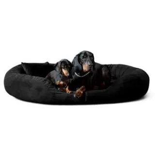 Tierlando ® Orthopädisches Hundebett Sammy VISCO | High-Tech-Velours | L - XXXXL schwarz 1,4 m, 30 cm, 1,05 m