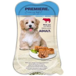 PREMIERE Chunky Menu Nassfutter Hund Adult, Rind pur 30x175 g