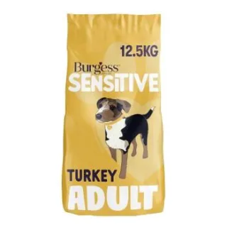 Burgess Sensitive – Hypoallergenes Trockenfutter für erwachsene Hunde mit Truthahn, unterstützt Verdauung, Gelenke & Haut 12,5KG