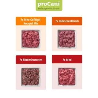 ProCani BARF-Paket pur Rind und Geflügel Sort. 28x500 g