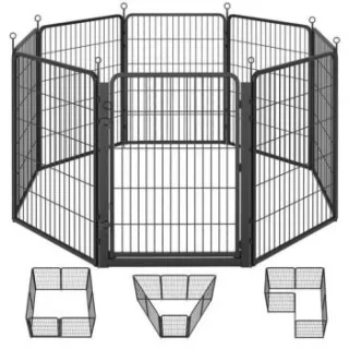 SONGMICS Flexibles Freigehege aus Rostfreiem Metall mit Tür, für Indoor und Outdoor L-XXL XL