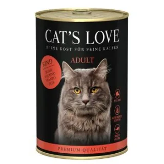 CAT'S LOVE Nassfutter Katze Adult Rind pur 24x400 g