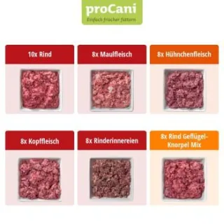 ProCani BARF-Paket pur Rind und Geflügel Sort. 50x500 g