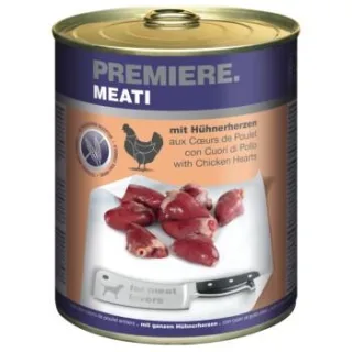 PREMIERE Meati Nassfutter Hund, Adult, Hühnerherzen 24x800 g